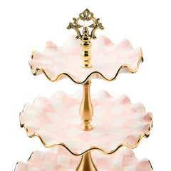 Sterling Check Ceramic Three Tier Sweet Stand