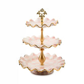 Violet Check Ceramic Three Tier Sweet Stand