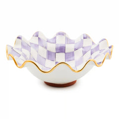 Mocha Check Ceramic Fluted Serving Bowl