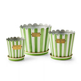 Violet Stripe Pots & Saucers, Set of 3