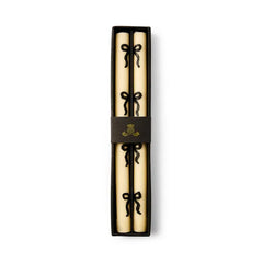 Black Bow Dinner Candles, Set of 2