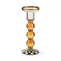 Violet Check Large Glass Candlestick