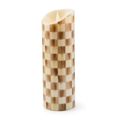 Emerald Check Flameless 9" Pillar Candle