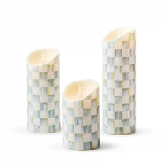 Sterling Check Flicker 9" Pillar Candle