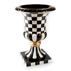 Violet Check Tabletop Pedestal Urn