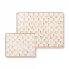 Violet Check Glass Cutting Boards, Set of 2