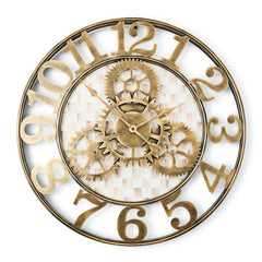 Mocha Check Small Farmhouse Wall Clock