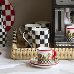 Mocha Check Porcelain Mug