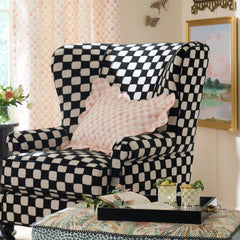 Mocha Check Reversible Scalloped Lumbar Throw Pillow