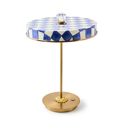 Mocha Check LED Rechargeable Disk Table Lamp