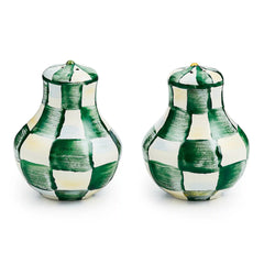 Emerald Check Large Salt & Pepper Shakers
