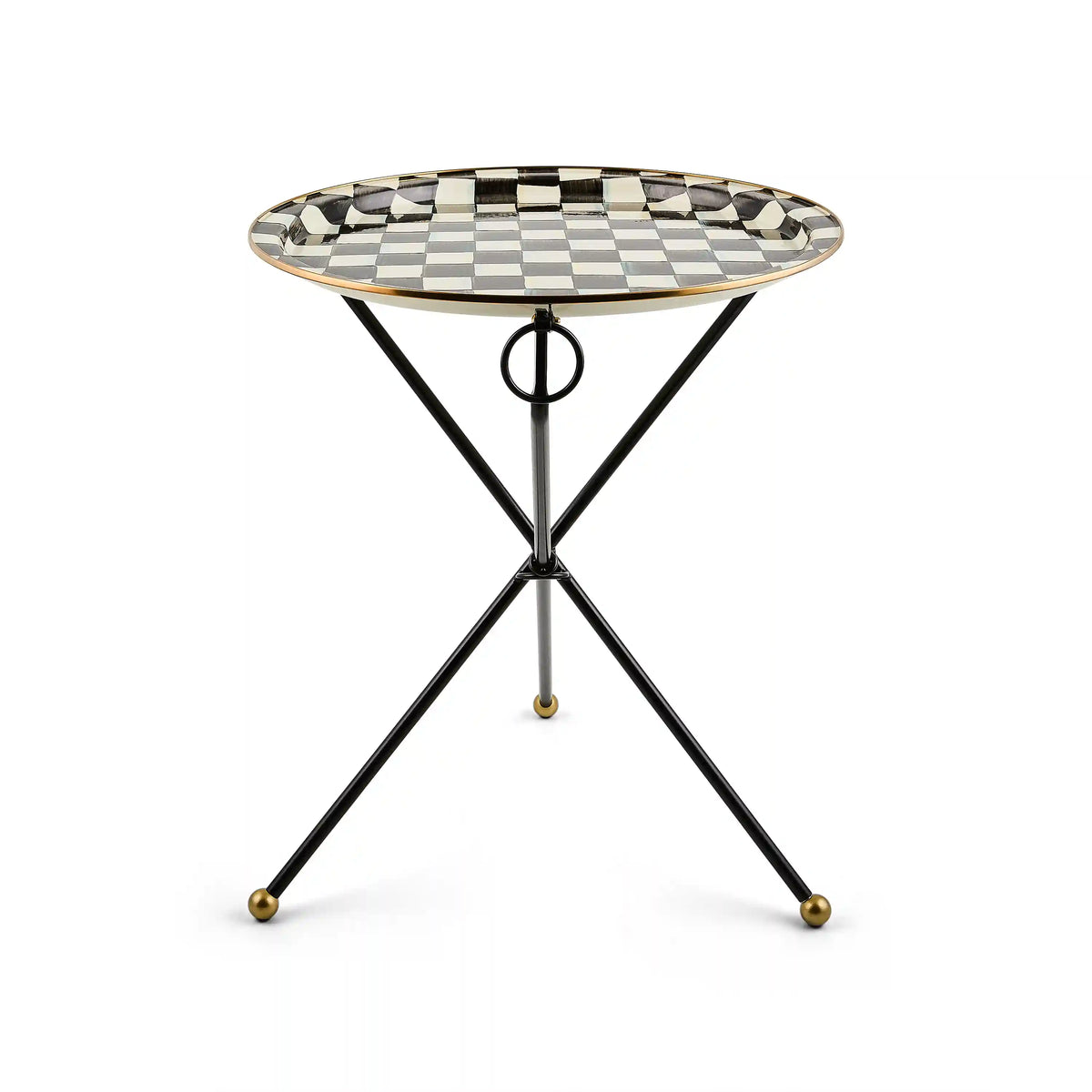 Mocha Check Enamel Tilt Accent Table