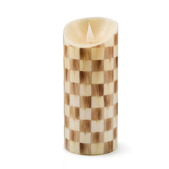Emerald Check Flameless 9" Pillar Candle