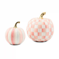 Classic Orange Stripe Small & Check Medium Pumpkin Set