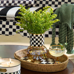 Violet Check Glass Vase