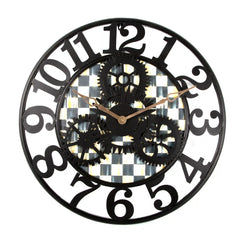 Mocha Check Small Farmhouse Wall Clock