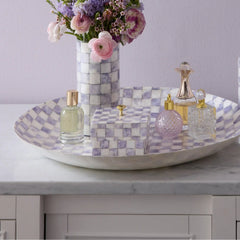 Violet Check Capiz Scalloped Box