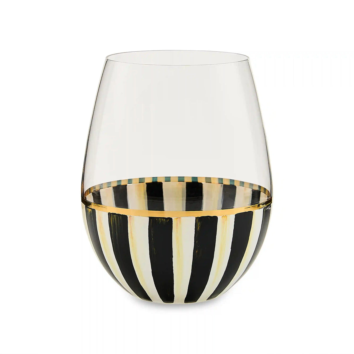 Rosy Stripe Stemless Wine Glass