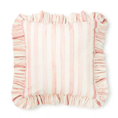 Mocha Stripe Throw Pillow with Ruffle