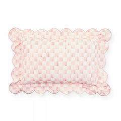 Rosy Check Reversible Scalloped Throw Pillow