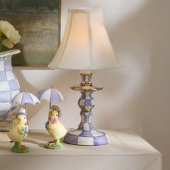 Emerald Check Candlestick Lamp