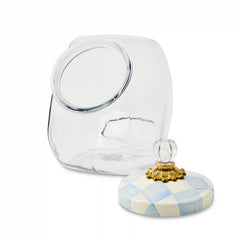 Cookie Jar with Violet Check Lid