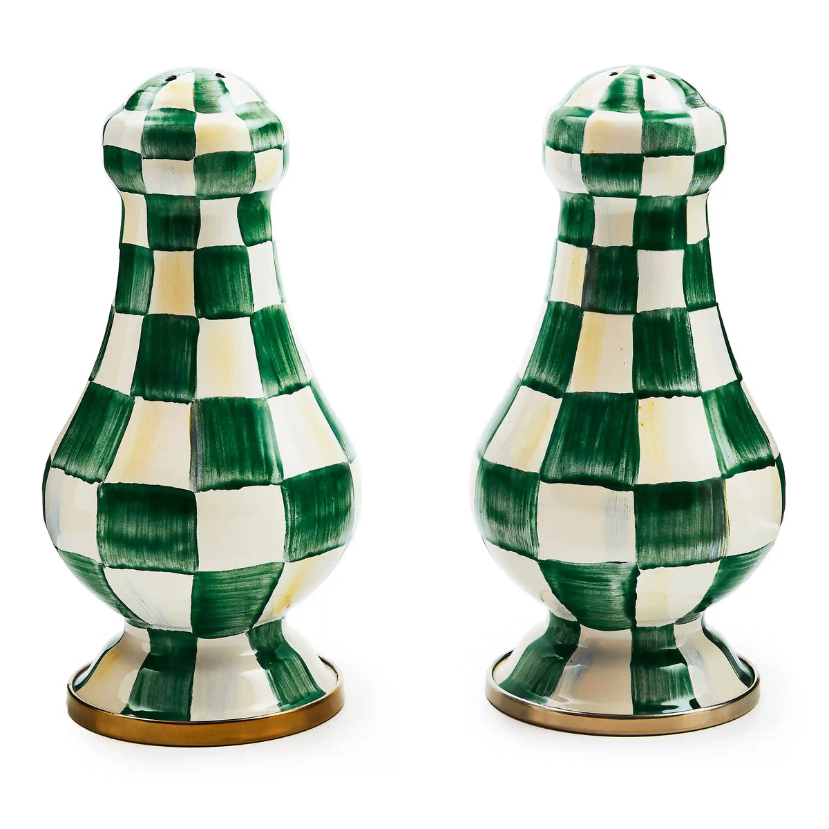 Violet Check Salt & Pepper Shakers