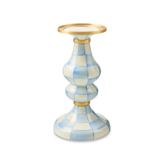 Mocha Check Large Pillar Candlestick