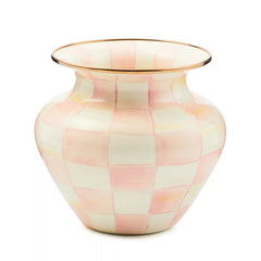 Sterling Check Enamel Large Vase