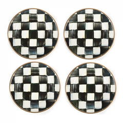 Emerald Check Appetizer Plates, Set of 4